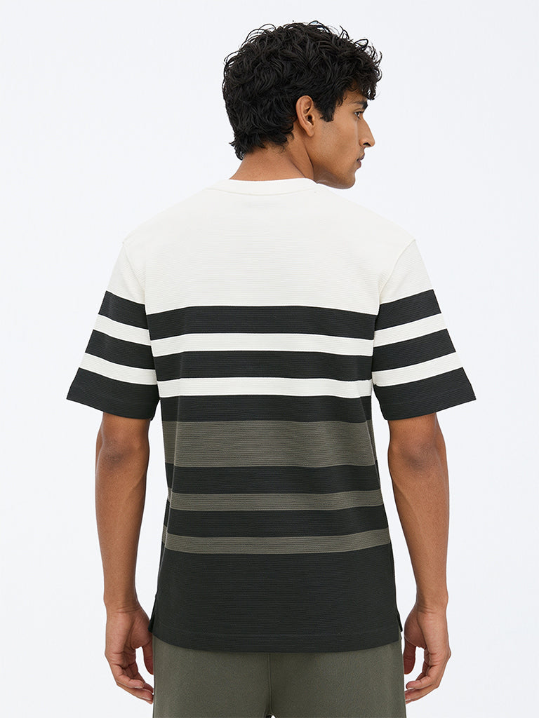 WES Lounge Multicolour Striped Relaxed-Fit Cotton-Blend T-Shirt
