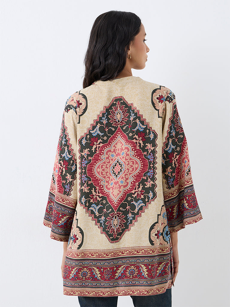 Utsa Multicolour Floral Printed Cotton-Blend Tunic