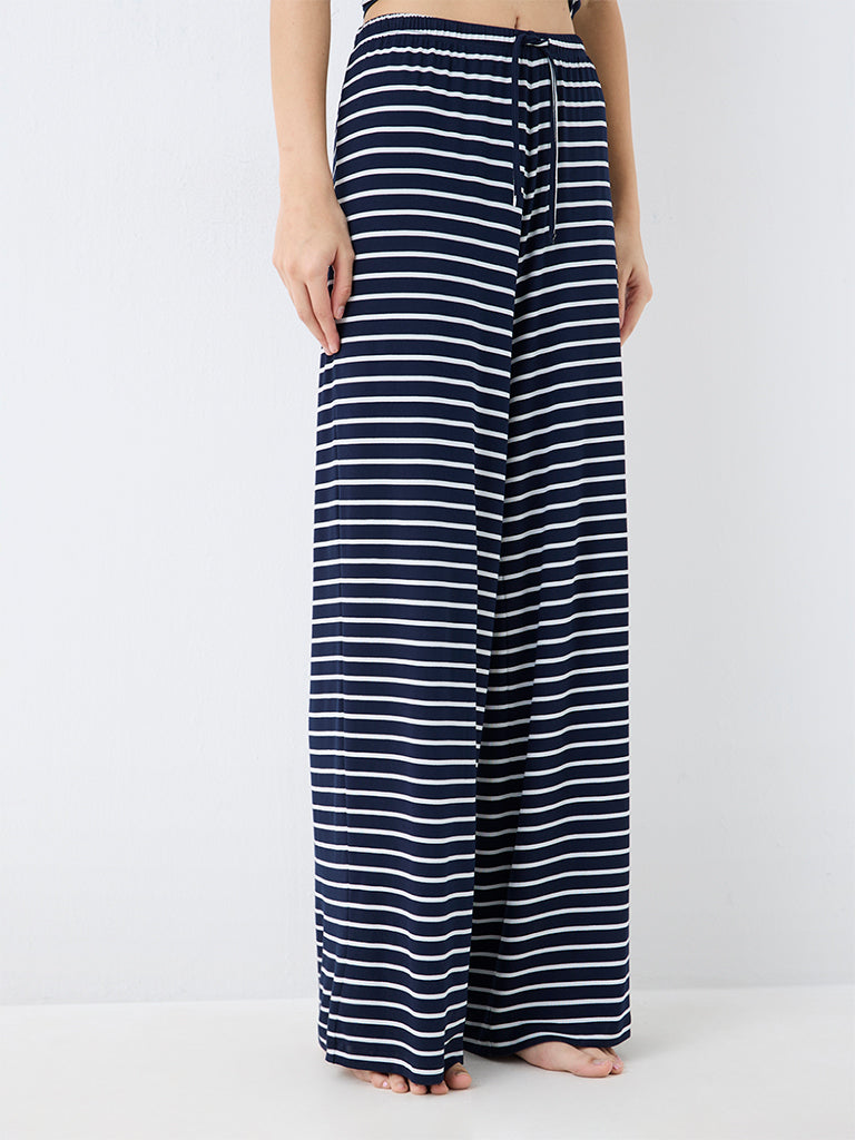 Superstar Navy Striped High-Rise Pants