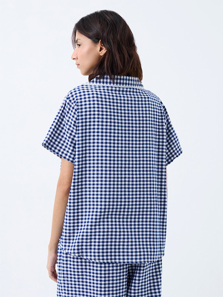 Superstar Navy Gingham Checkered Cotton Shirt