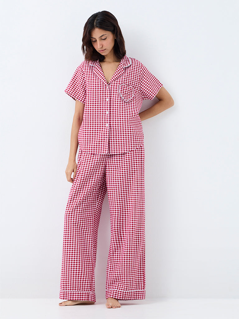 Superstar Red Gingham Checkered Cotton Shirt