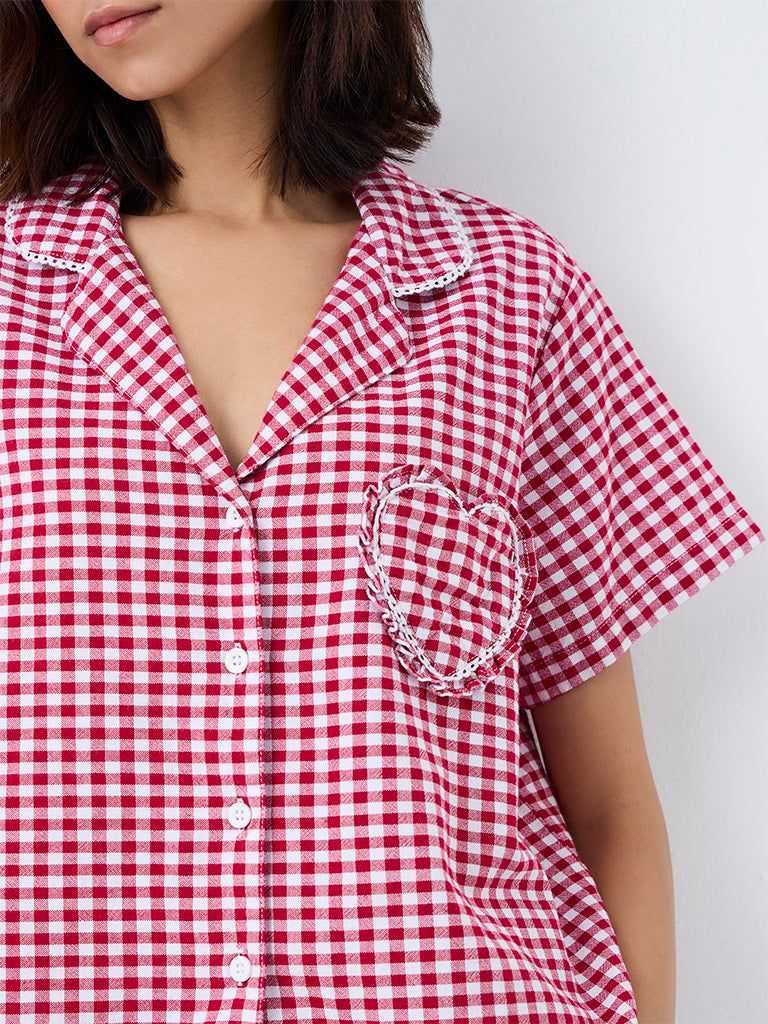 Superstar Red Gingham Checkered Cotton Shirt