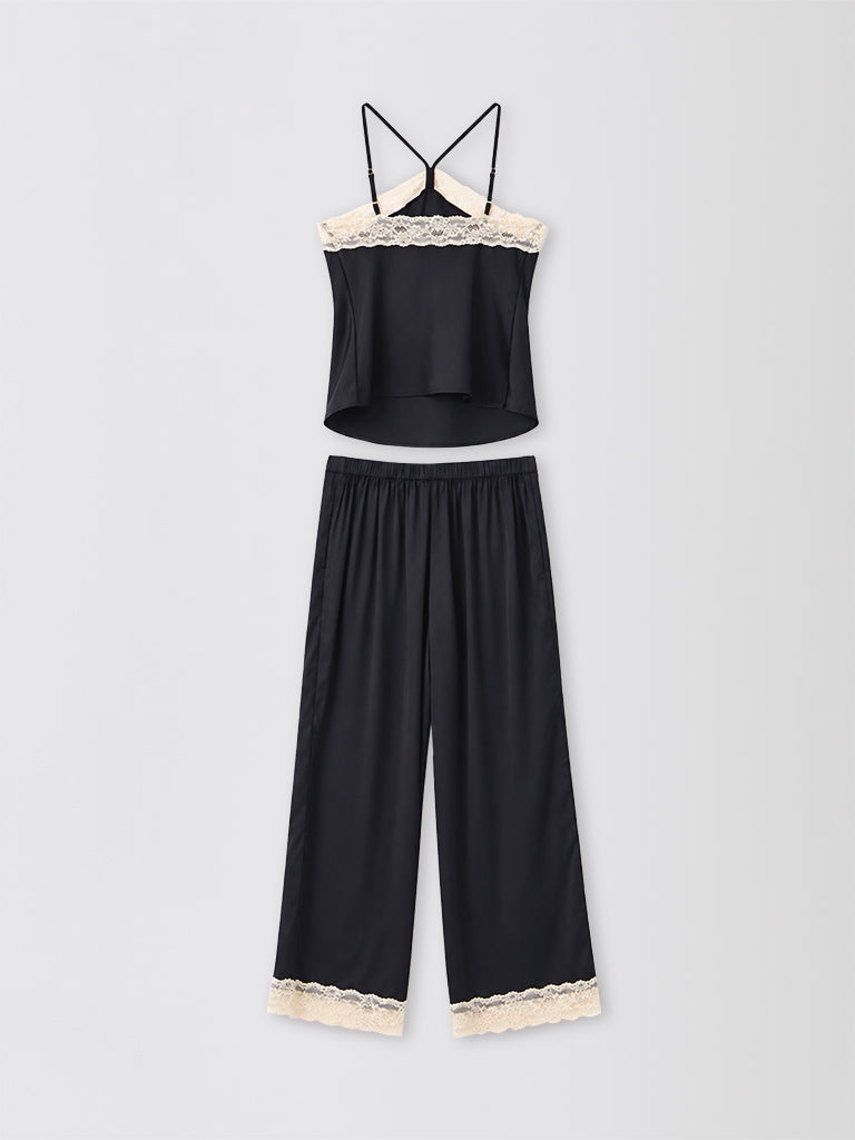 Luxury Satin Lace-Trim Camisole Set