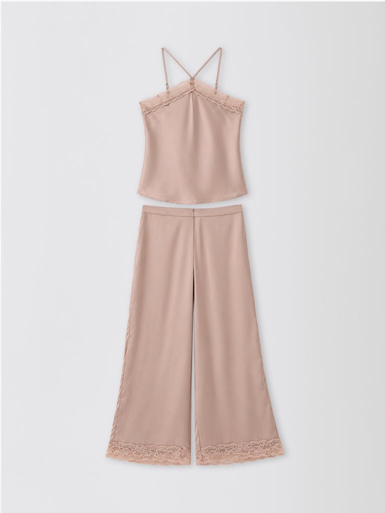 Luxury Satin Lace-Trim Camisole Set