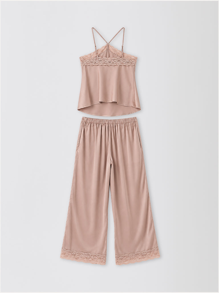 Luxury Satin Lace-Trim Camisole Set