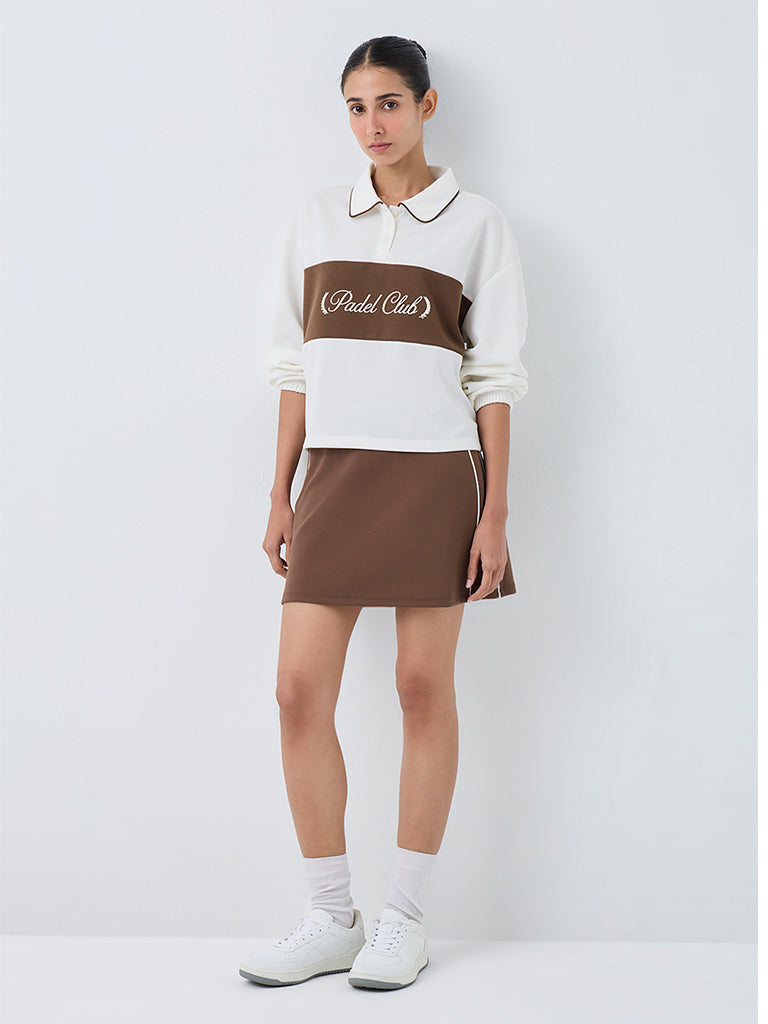Nuoflexx White Colour-Blocked T-Shirt