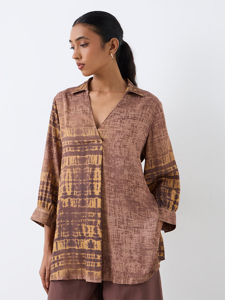 Zuba Brown Abstract Printed Tunic