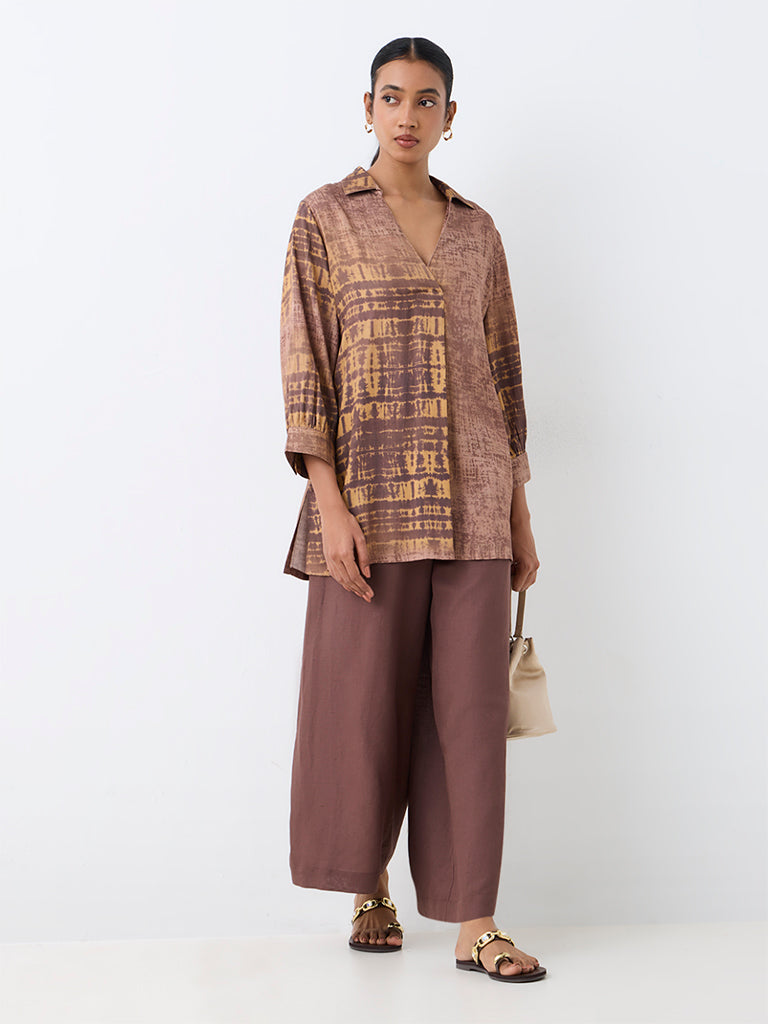 Zuba Brown Abstract Printed Tunic