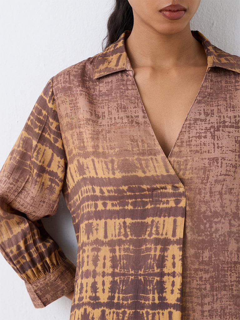 Zuba Brown Abstract Printed Tunic