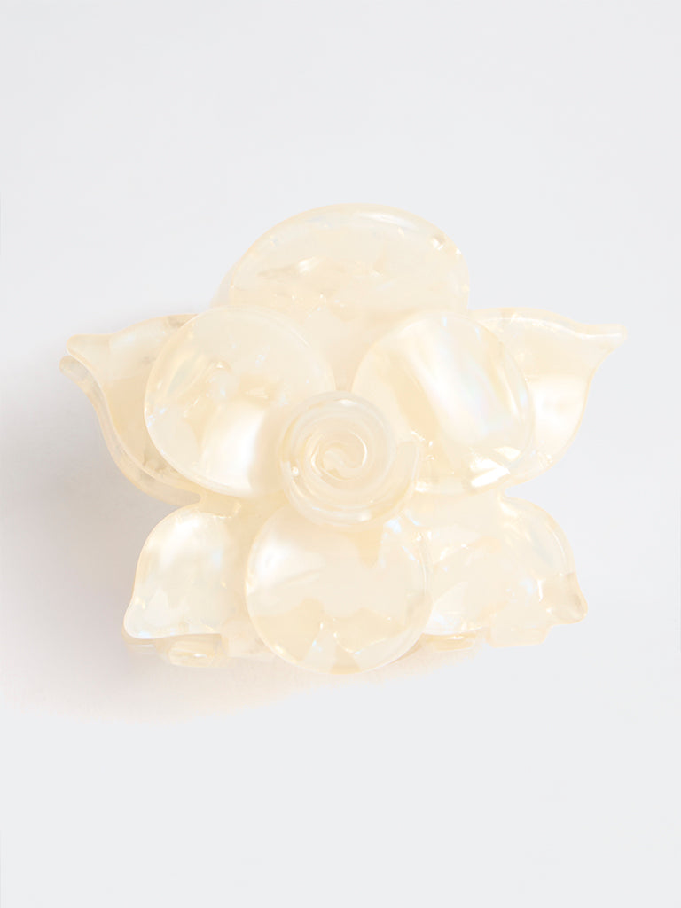 Westside Accessories Ivory Floral Hair Buckle Clip