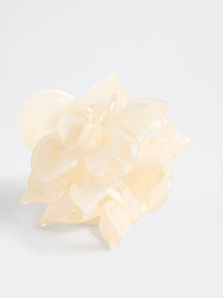 Westside Accessories Ivory Floral Hair Buckle Clip