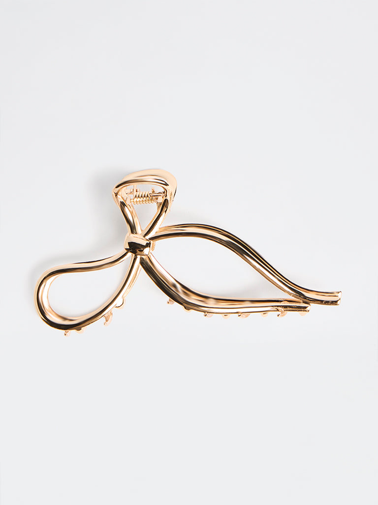 Westside Accessories Gold Bow Design Hair Claw Clip