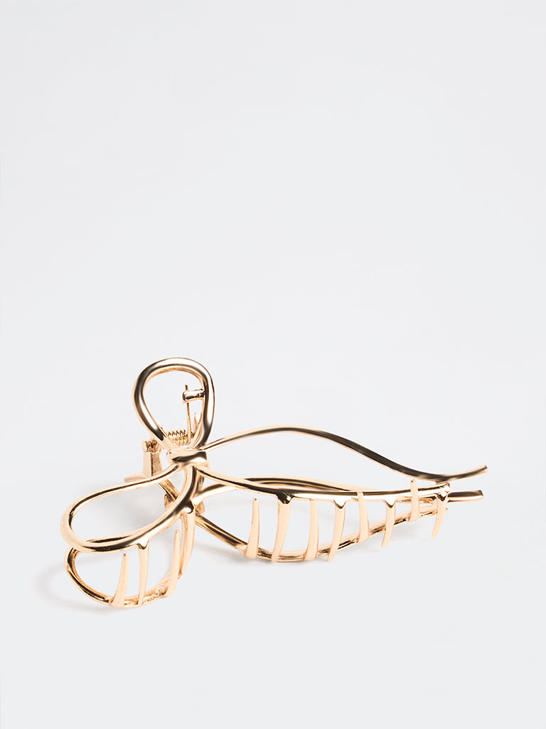 Westside Accessories Gold Bow Design Hair Claw Clip