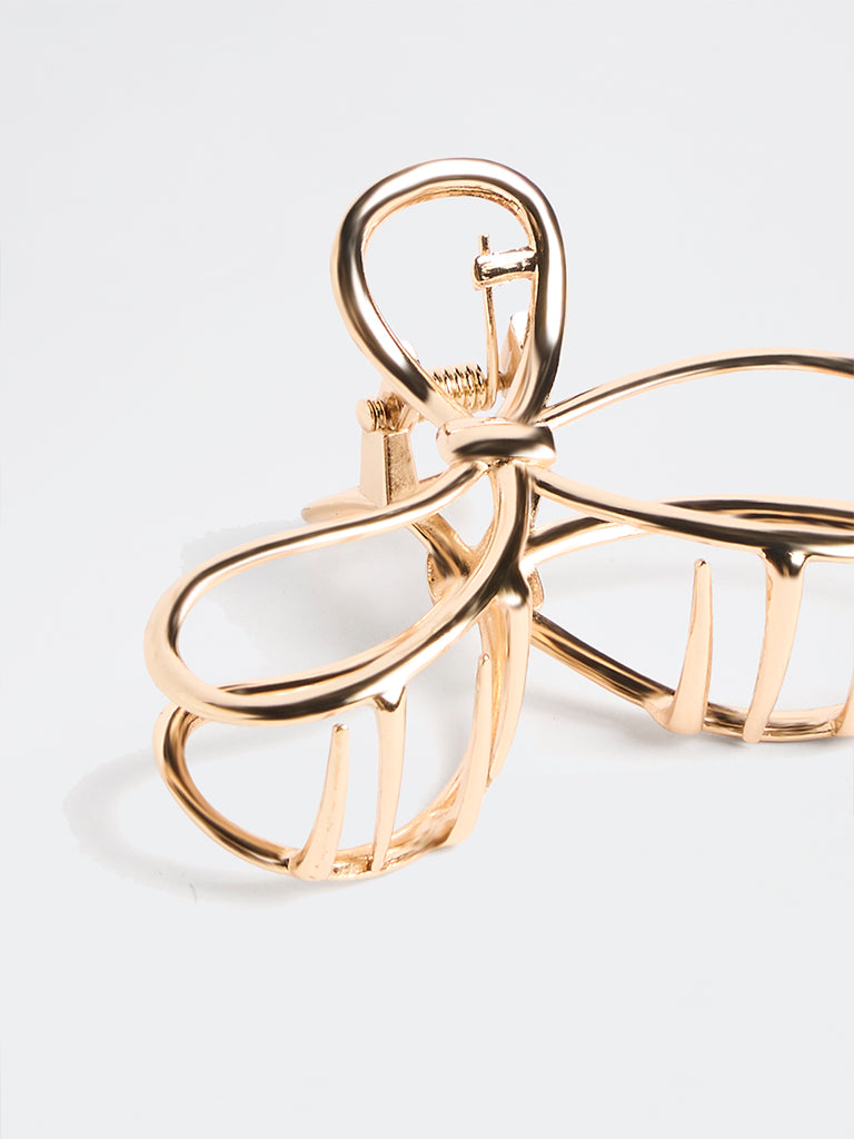 Westside Accessories Gold Bow Design Hair Claw Clip