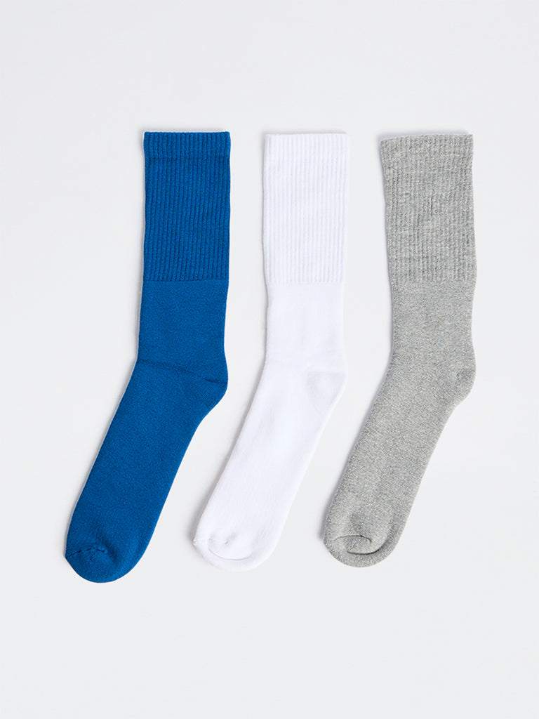WES Lounge Multicolour Cotton-Blend Full-Length Socks - Pack of 3