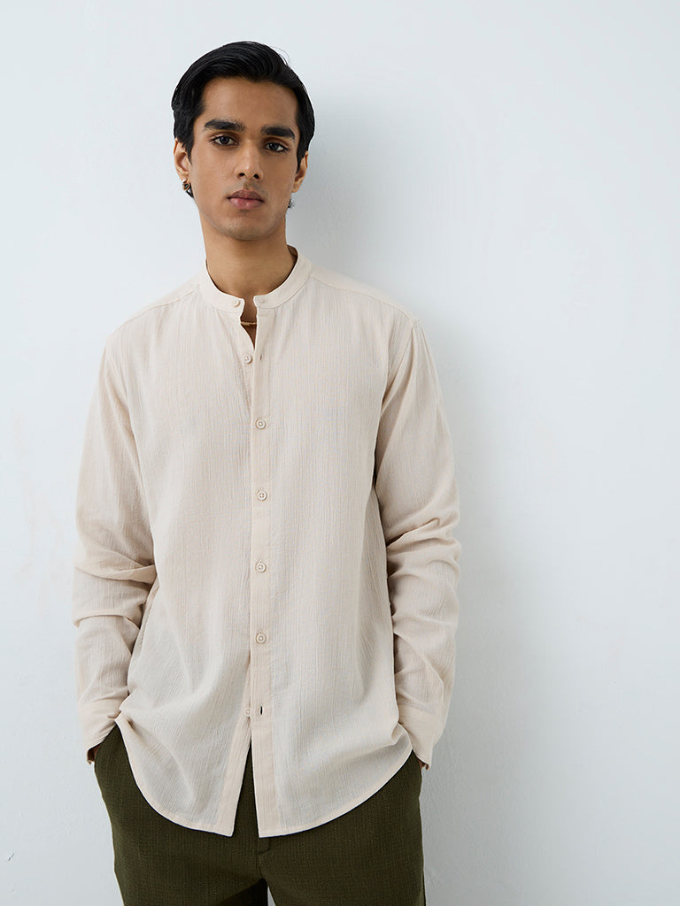 ETA Off-White Crinkle-Textured Relaxed-Fit Cotton Shirt