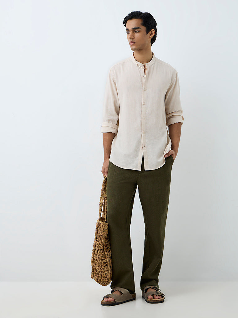 ETA Off-White Crinkle-Textured Relaxed-Fit Cotton Shirt