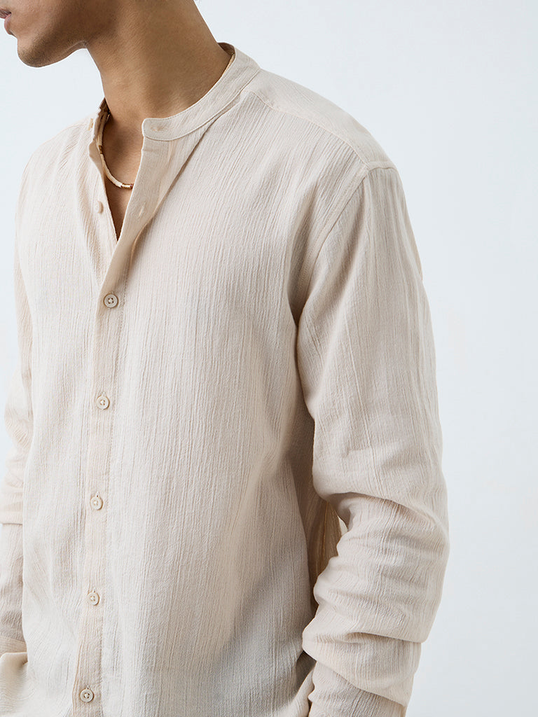 ETA Off-White Crinkle-Textured Relaxed-Fit Cotton Shirt