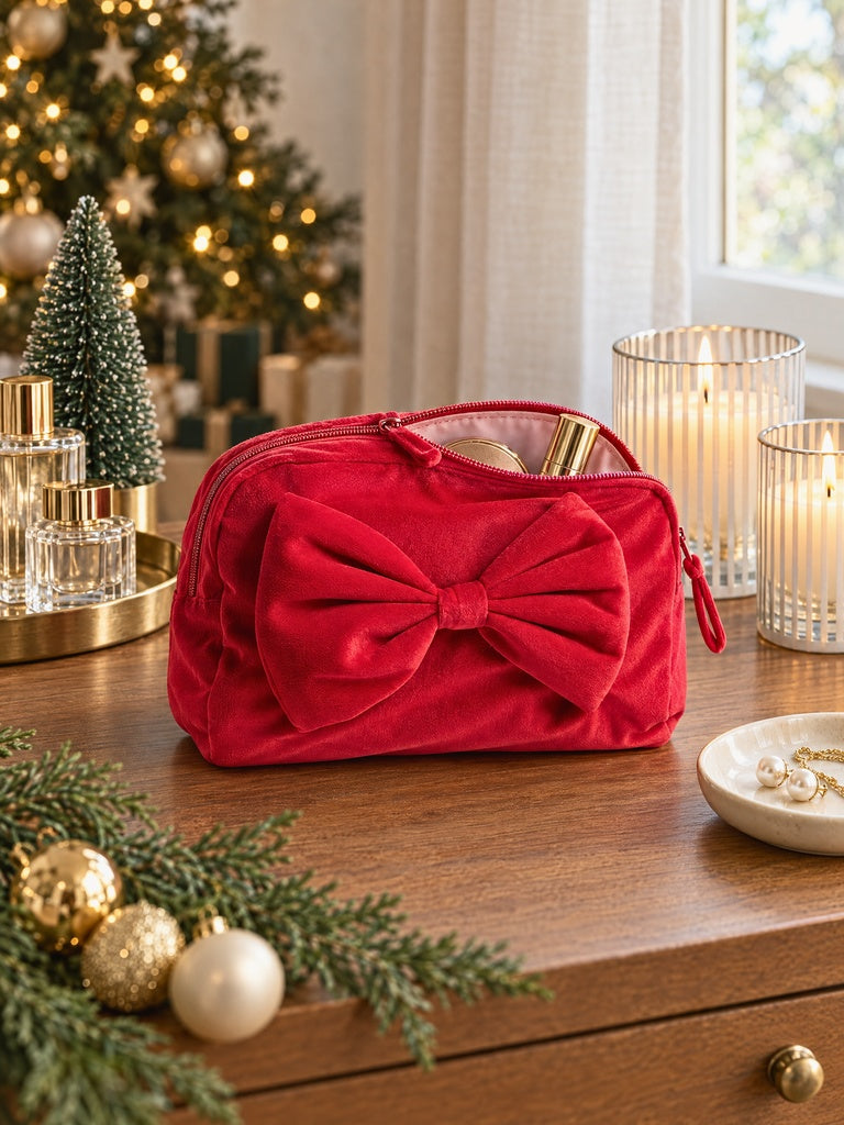 Westside Home Red Bow Design Xmas Pouch