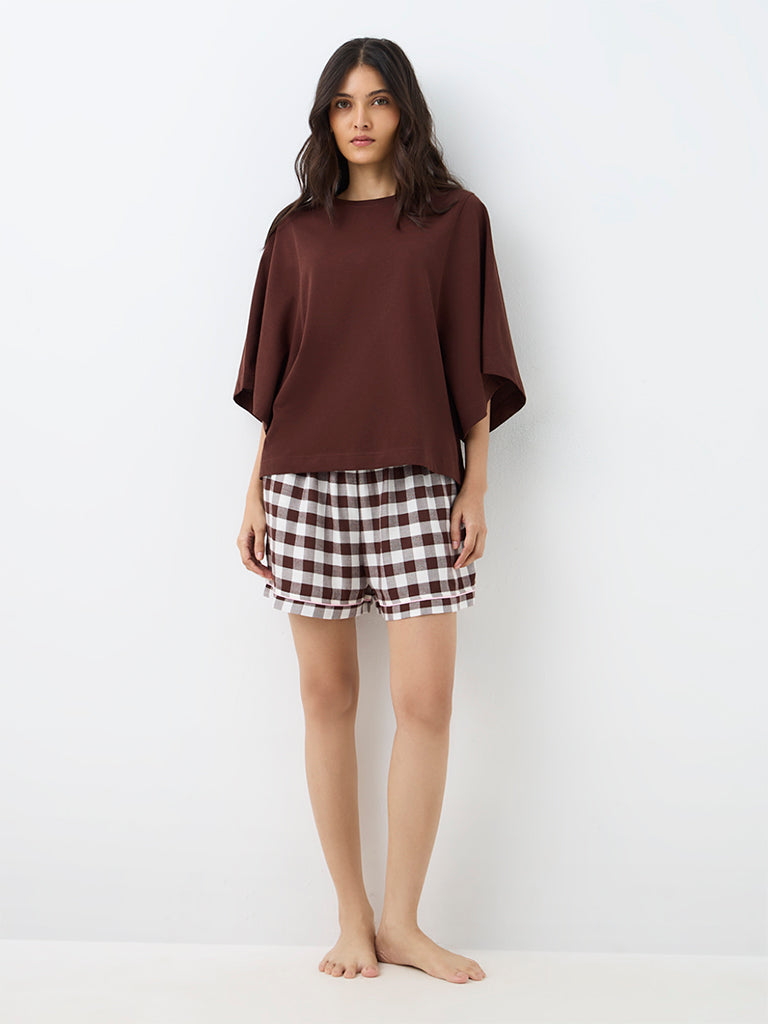Wunderlove Dark Brown Solid T-Shirt