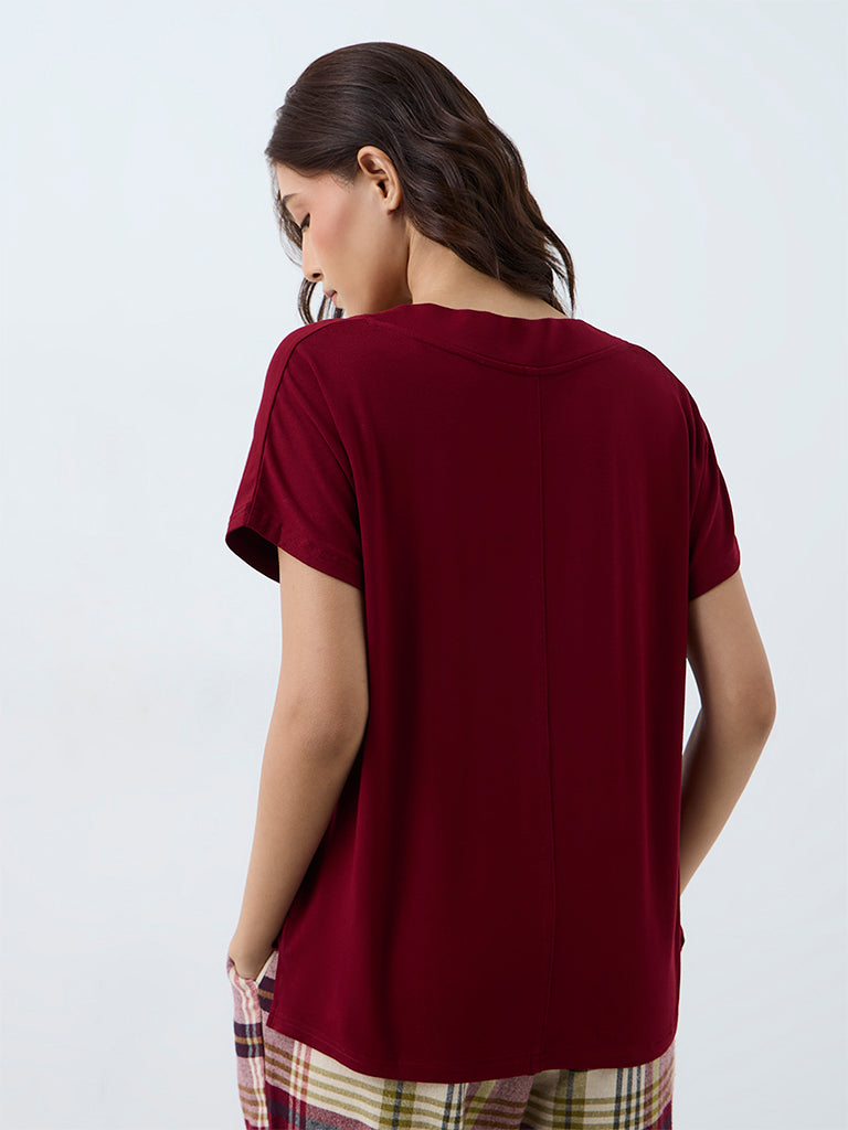 Wunderlove Burgundy Solid T-Shirt