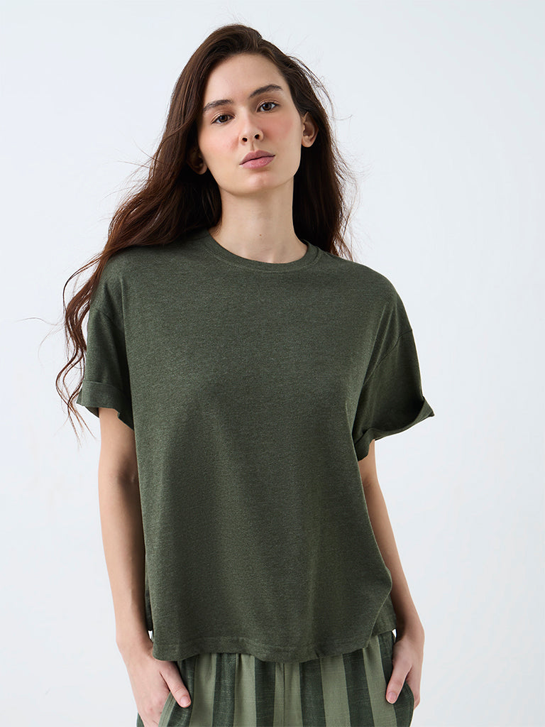 Wunderlove Dark Green Melange T-Shirt