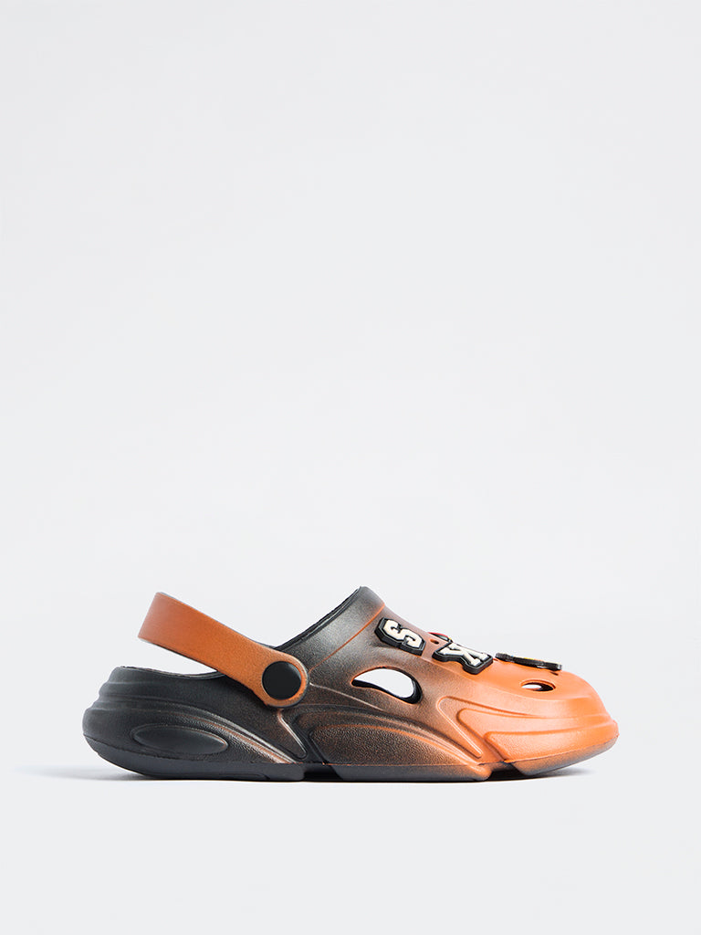 Yellow Orange Ombré Skater Appliqué Perforated Clogs