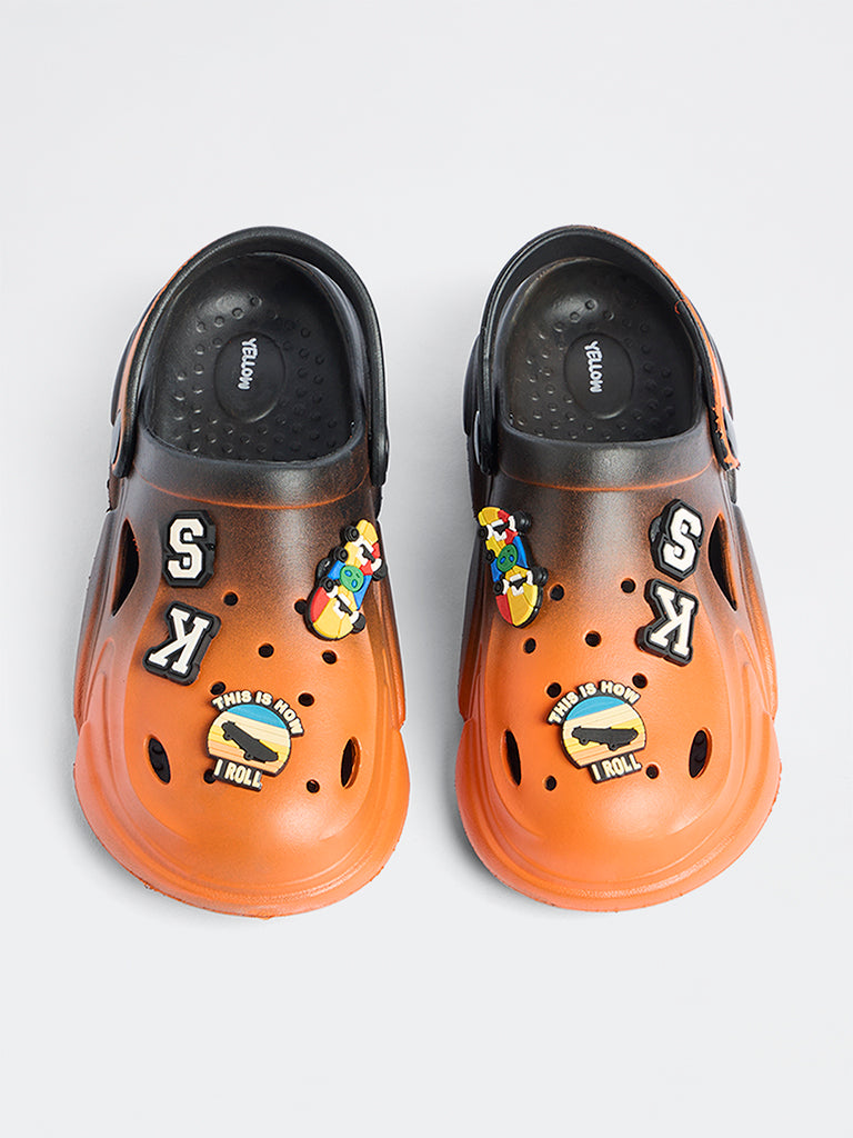 Yellow Orange Ombré Skater Appliqué Perforated Clogs