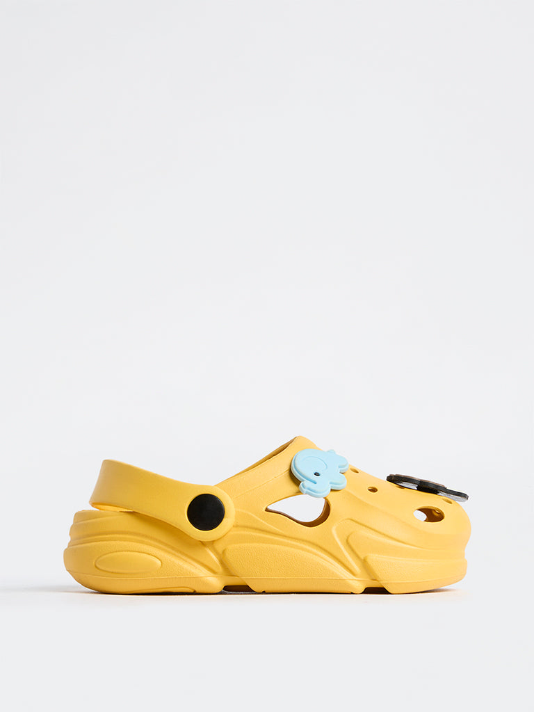 Yellow Yellow Animal Appliqué Perforated Clogs