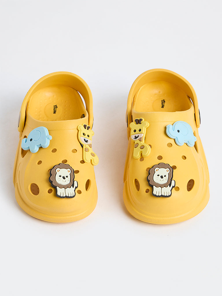 Yellow Yellow Animal Appliqué Perforated Clogs