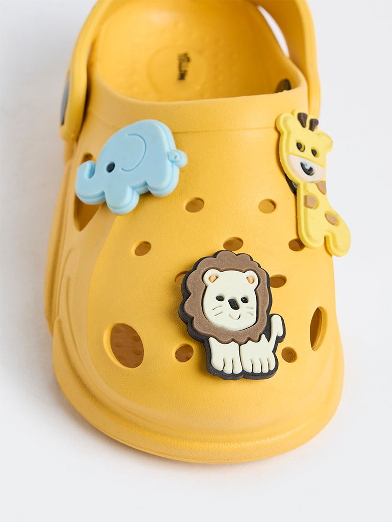Yellow Yellow Animal Appliqué Perforated Clogs