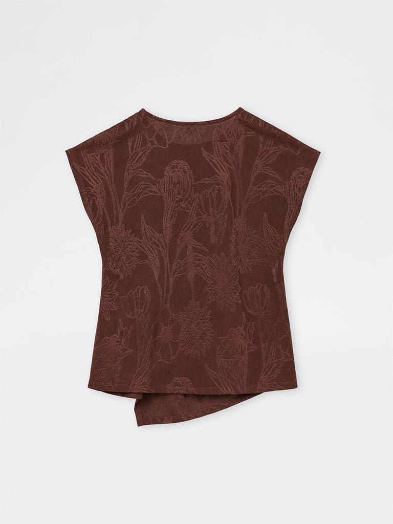 Gia Dark Brown Botanical Design T-Shirt