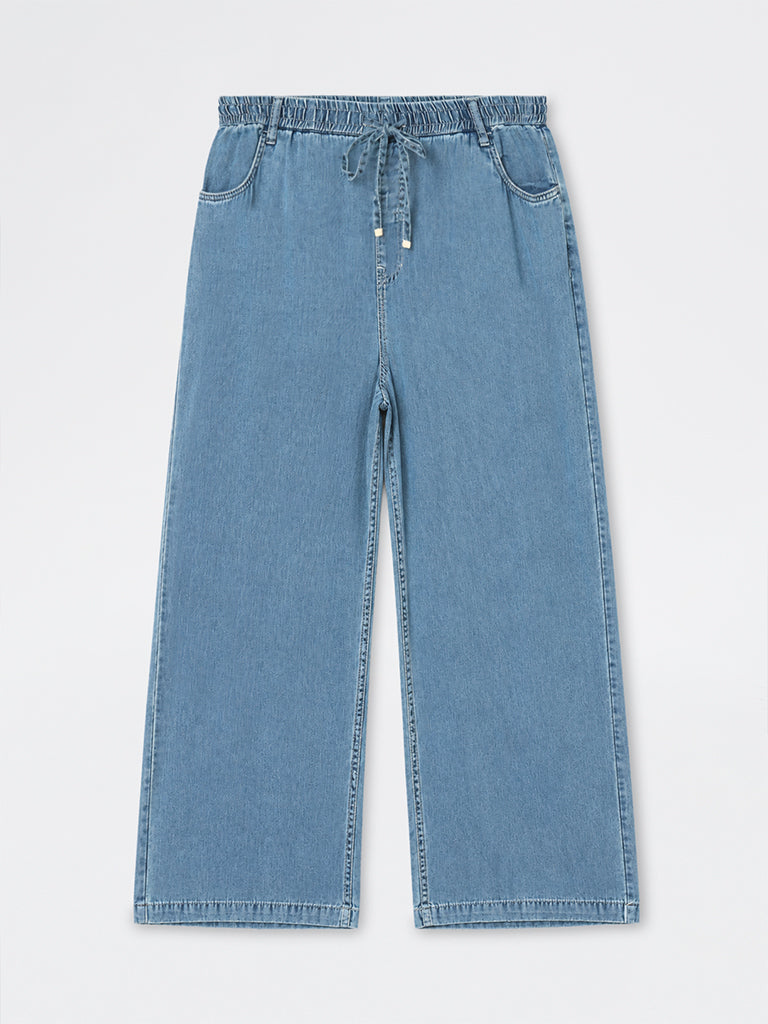 Gia Light Blue Solid High-Waist Jeans