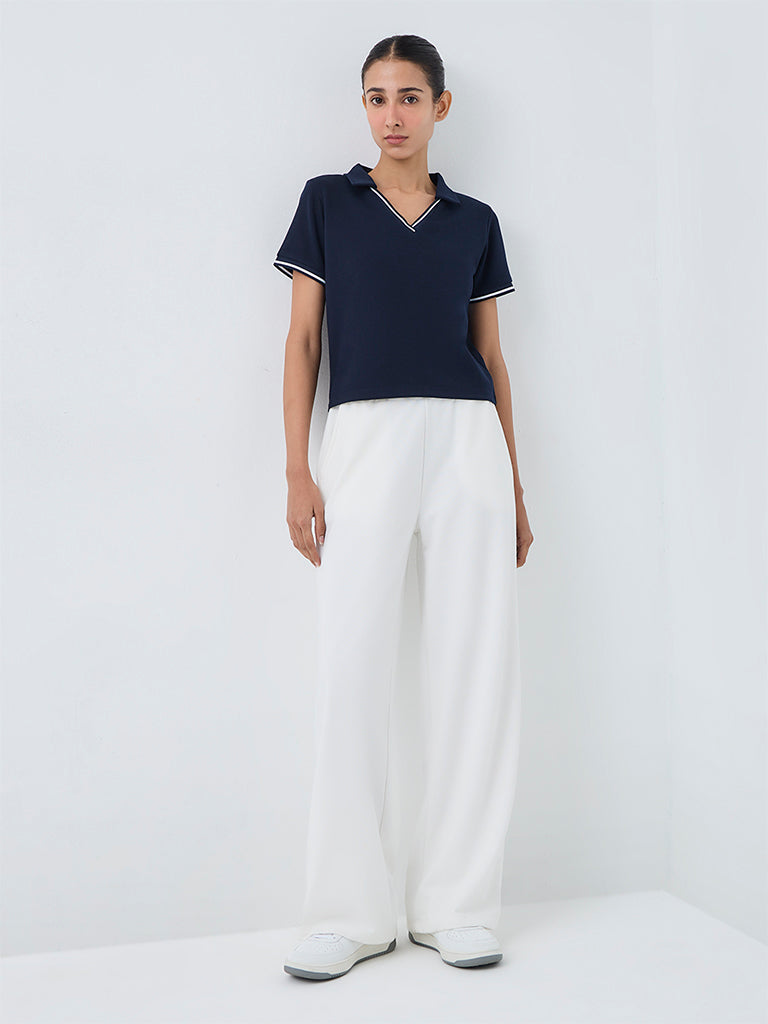 Nuoflexx Off-White Solid High-Rise Track Pants