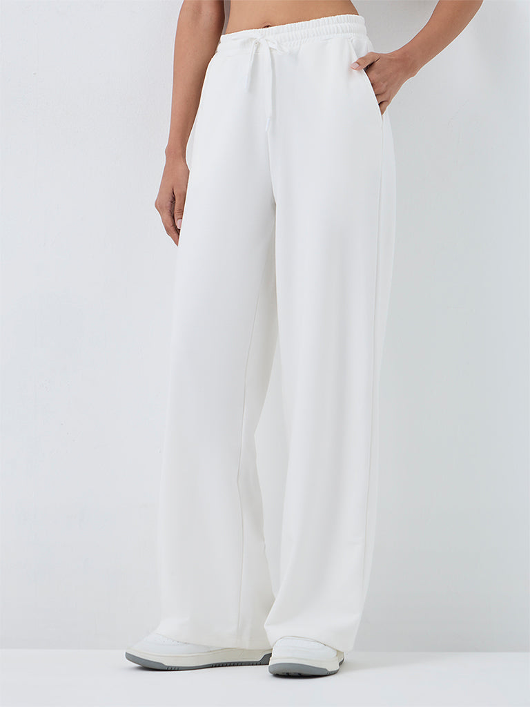 Nuoflexx Off-White Solid High-Rise Track Pants