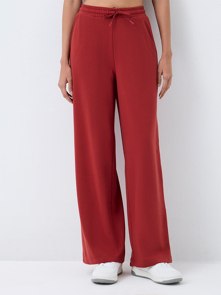 Nuoflexx Rust Solid High-Rise Track Pants