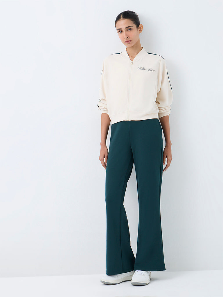 Nuoflexx Dark Teal Solid High-Rise Flared Pants