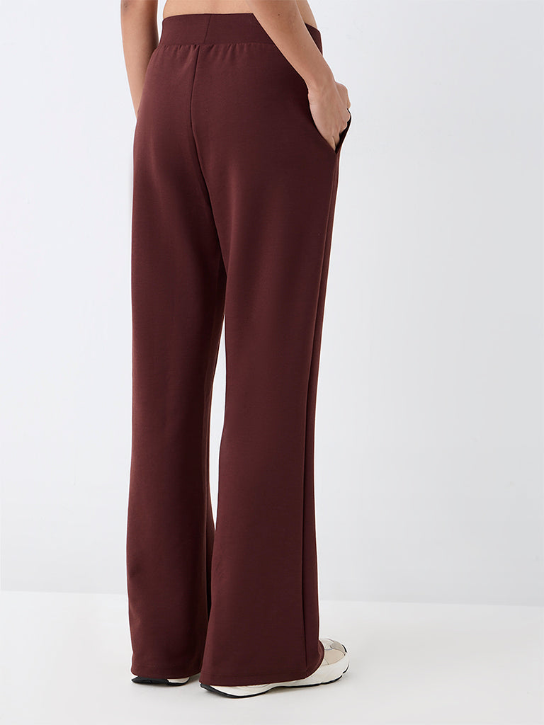 Nuoflexx Dark Brown Solid High-Rise Flared Pants