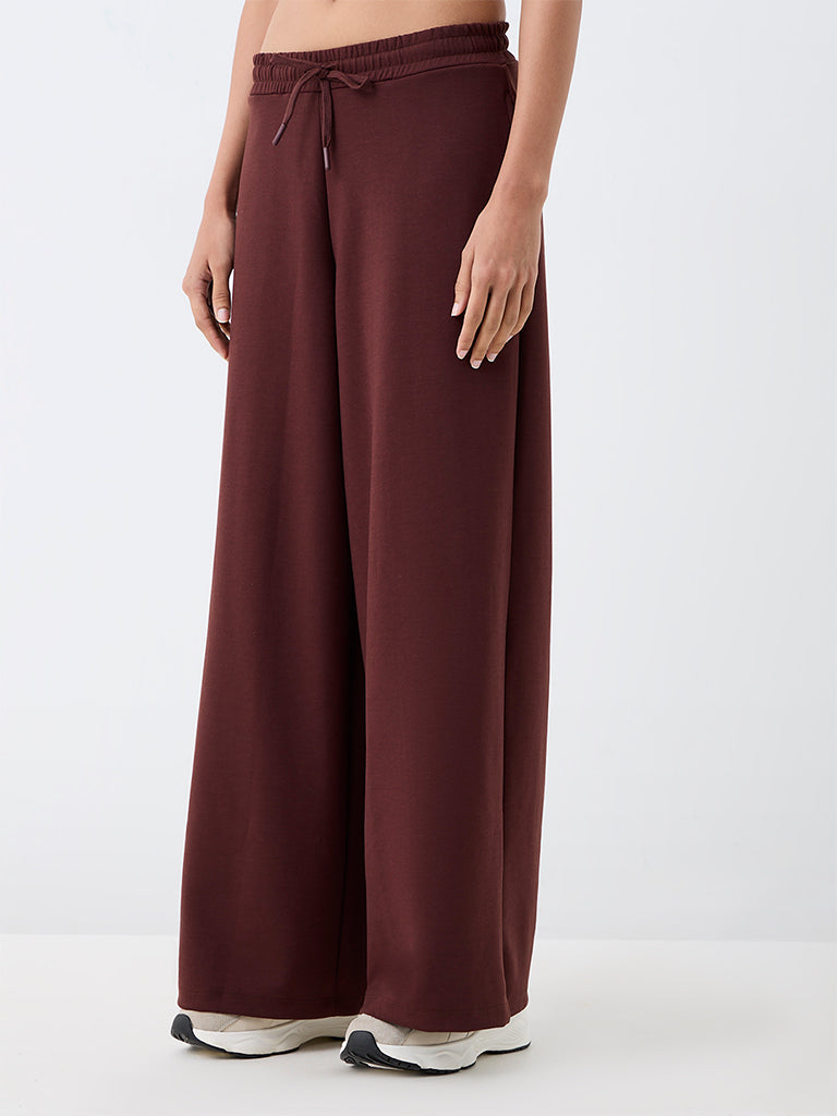 Nuoflexx Dark Brown Solid High-Rise Track Pants