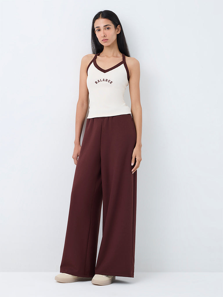 Nuoflexx Dark Brown Solid High-Rise Pants