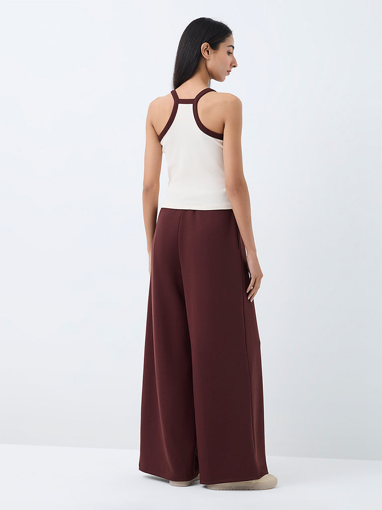Nuoflexx Dark Brown Solid High-Rise Pants