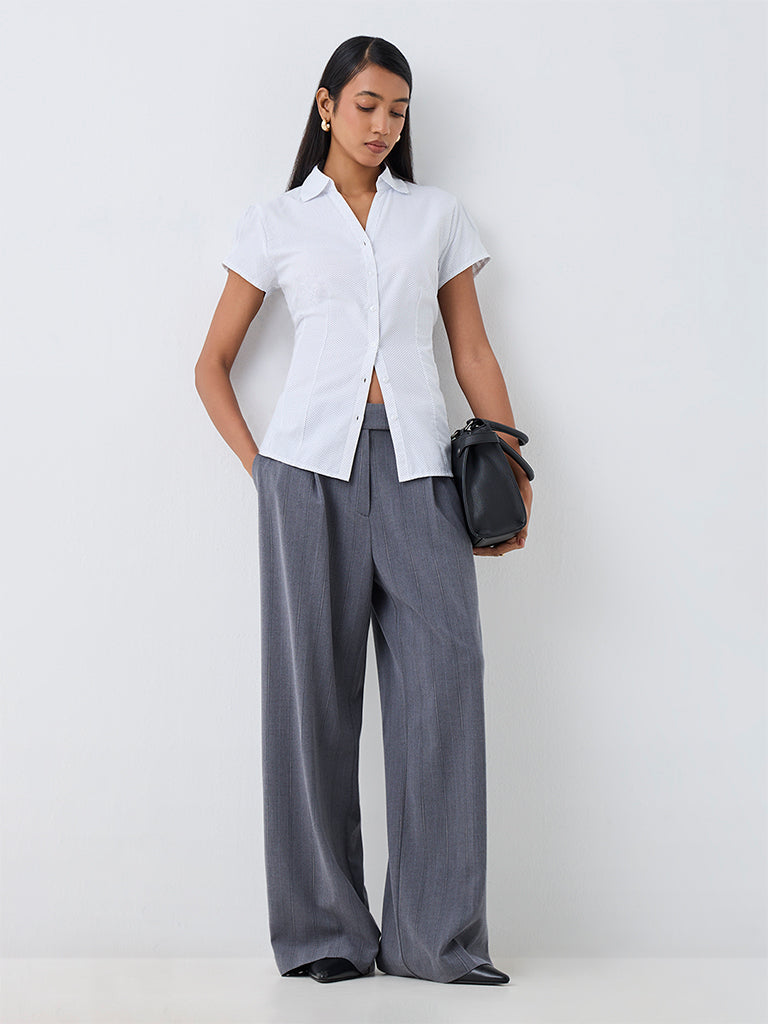 Wardrobe Ivory Dot Printed Cotton-Blend Shirt