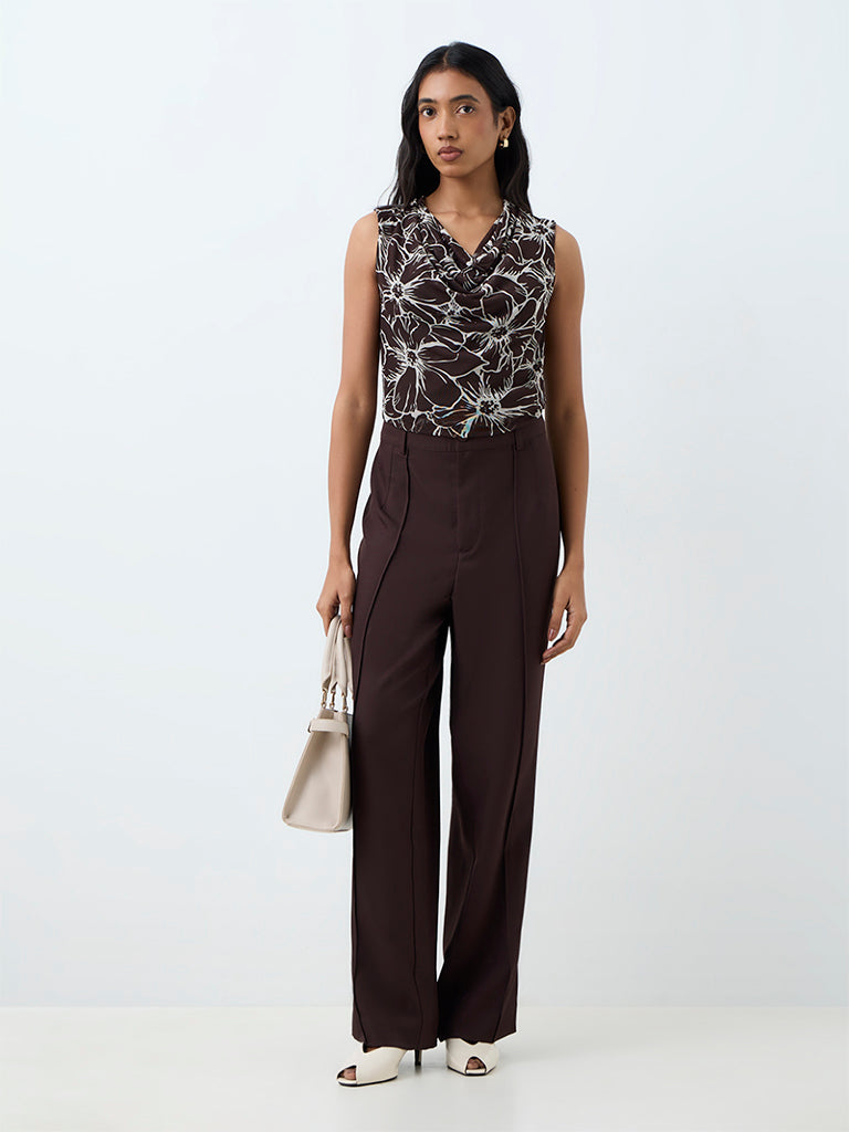 Wardrobe Dark Brown Floral-Printed Top