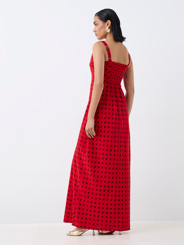 Wardrobe Red Polka-Dot Printed Sheath Dress