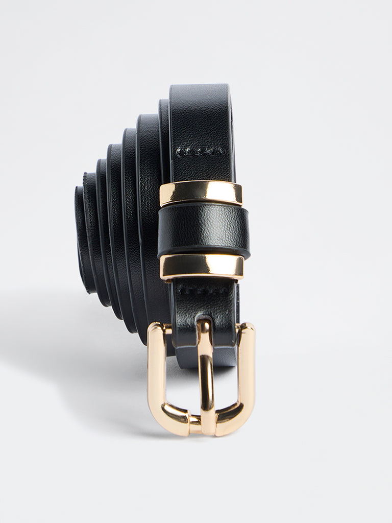 Westside Accessories Black Metal-Detailed U-Buckle Belt