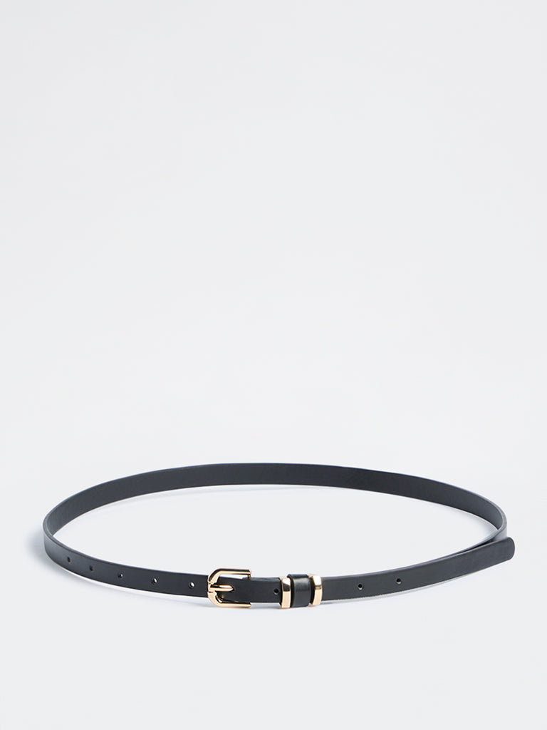 Westside Accessories Black Metal-Detailed U-Buckle Belt