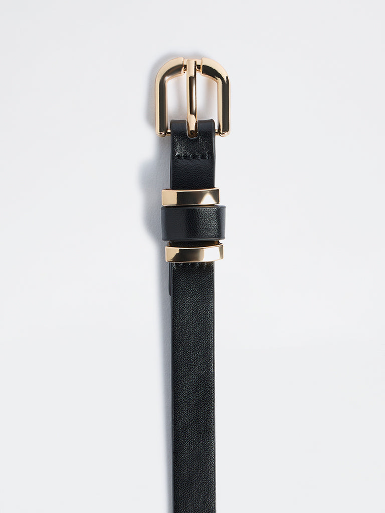 Westside Accessories Black Metal-Detailed U-Buckle Belt