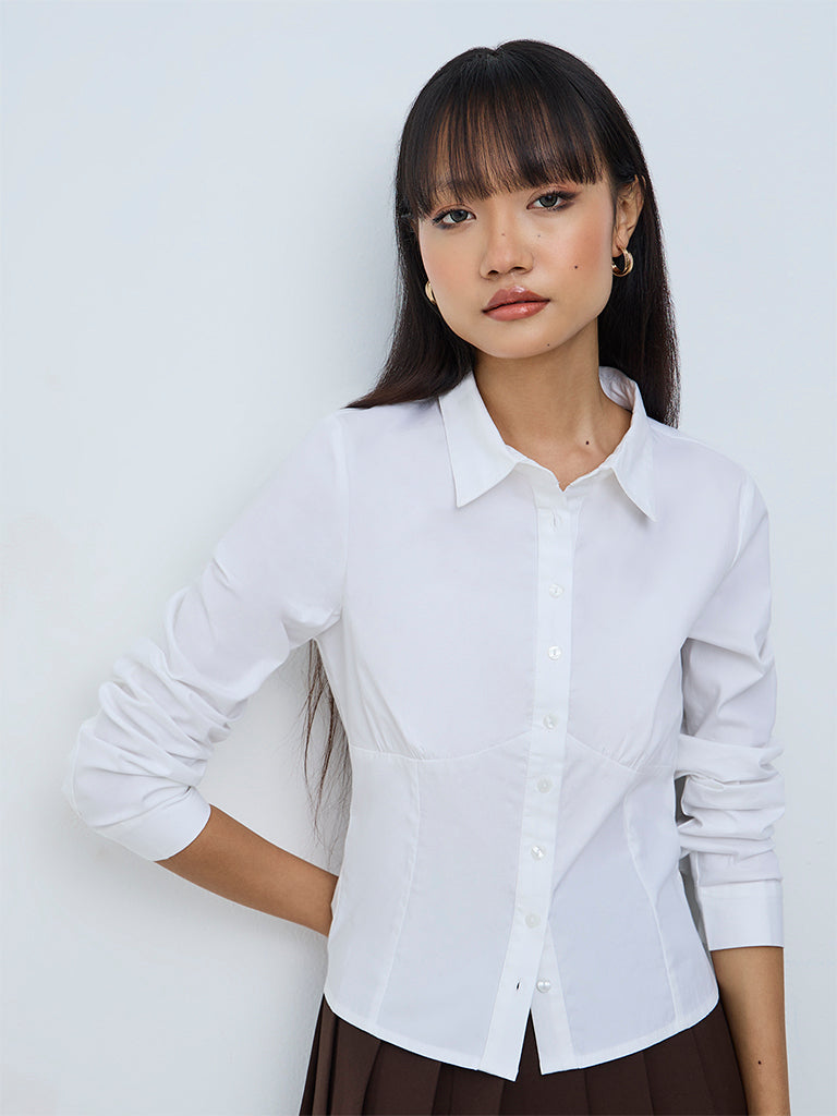 Nuon White Solid Shirt