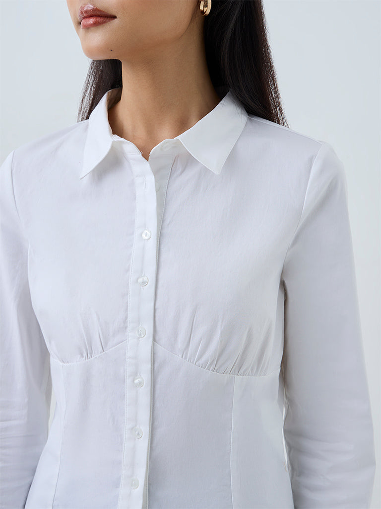 Nuon White Solid Shirt