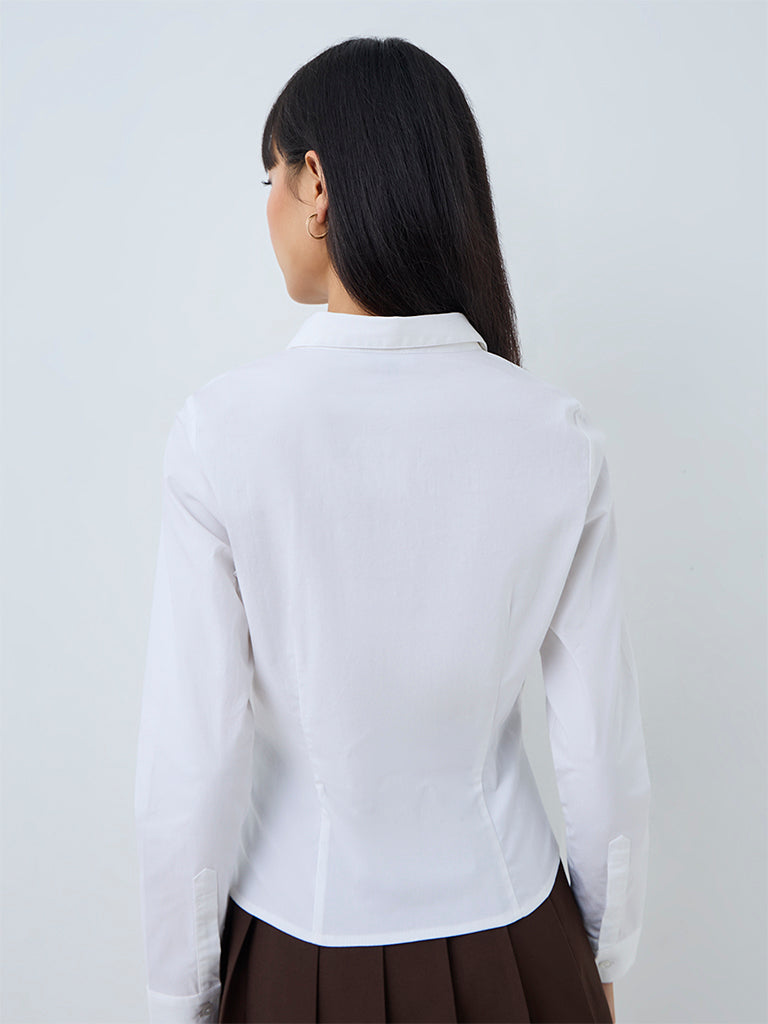 Nuon White Solid Shirt